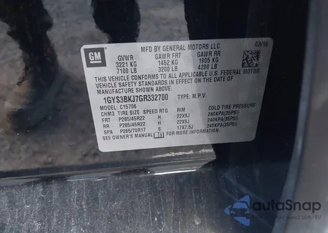 2016 Cadillac Escalade Luxury Collection из США, поврежденный, VIN 1GYS3BKJ7GR332700